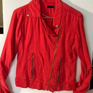 MAX JEANS red tencel moto style jacket